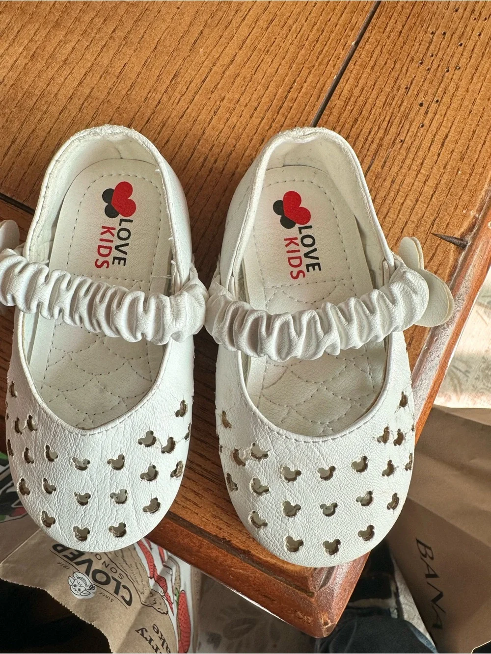 Love Kids White Toddler Mary Jane Shoes with Heart Cutouts